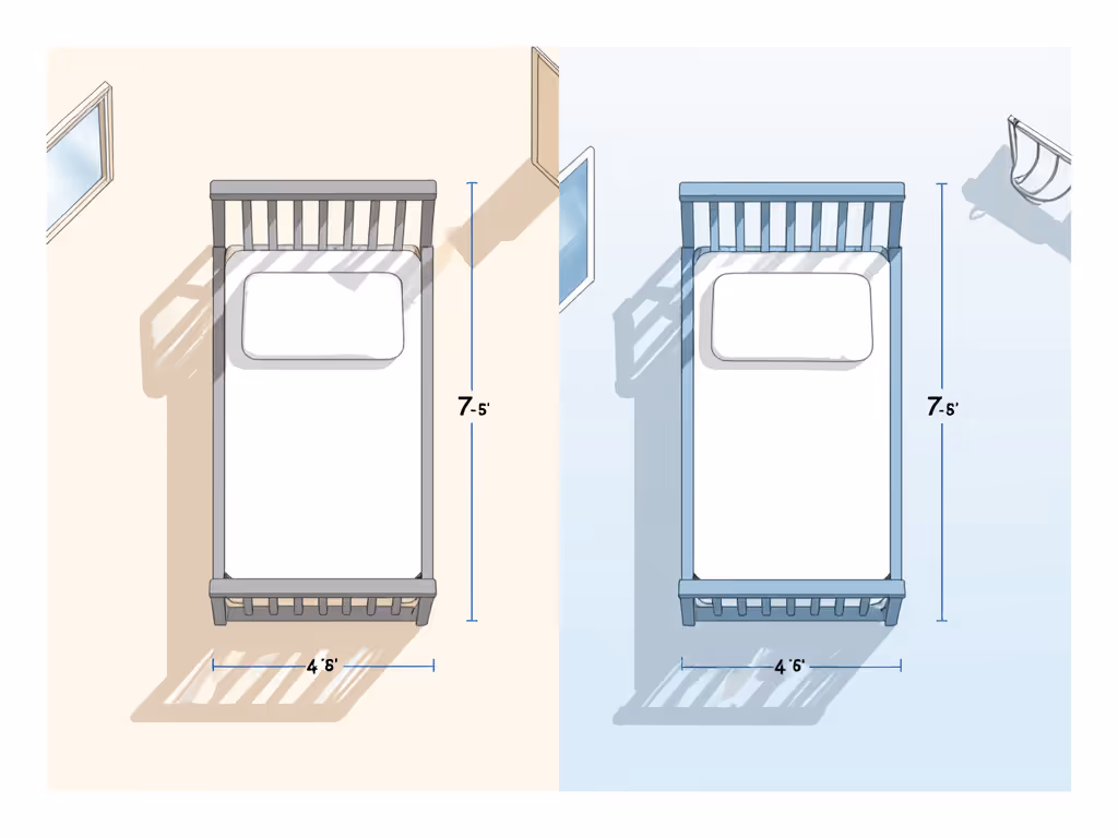 'toddler bed rail projection comparison diagram'