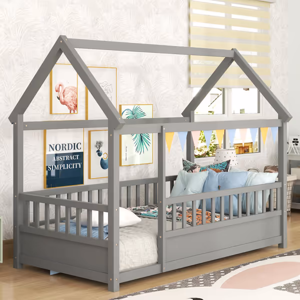 Kids Montessori Twin House Bed
